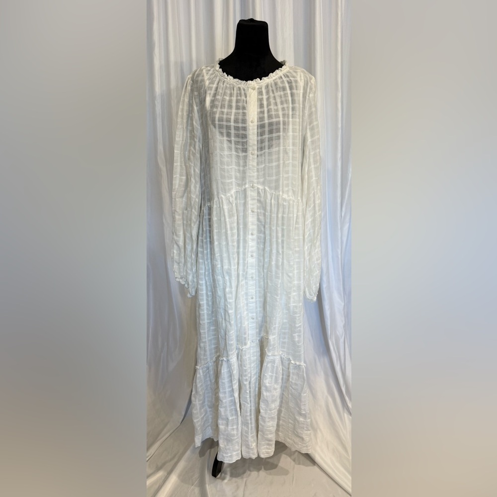 Free People Boho Tiered White Maxi Dress